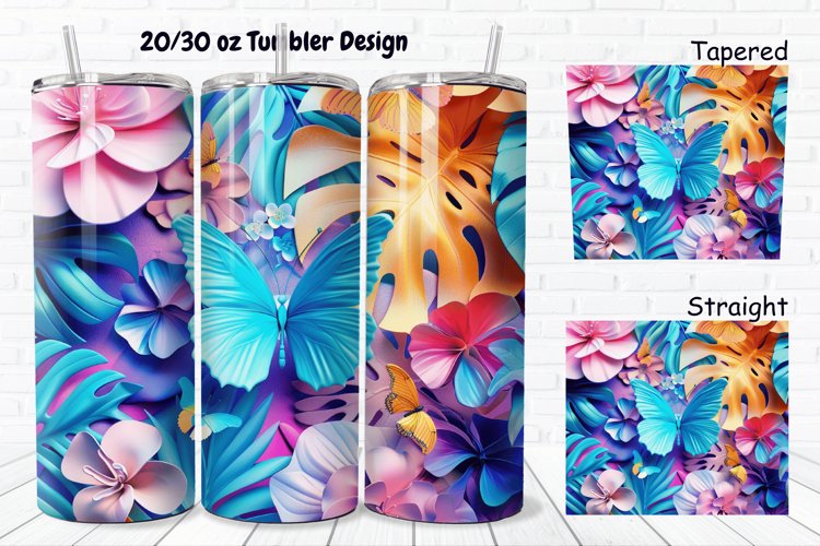 3D Butterfly Floral 20/30oz Skinny Tumbler example image 1