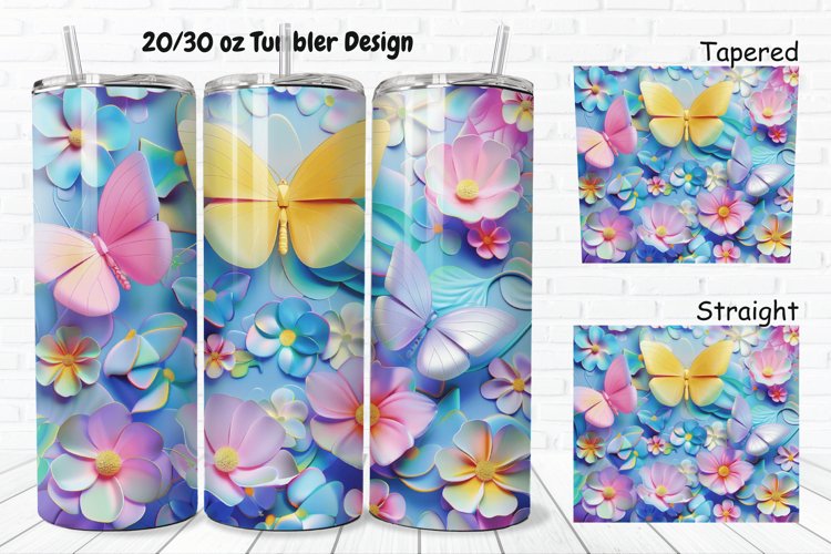 3D Butterfly Floral 20/30oz Skinny Tumbler