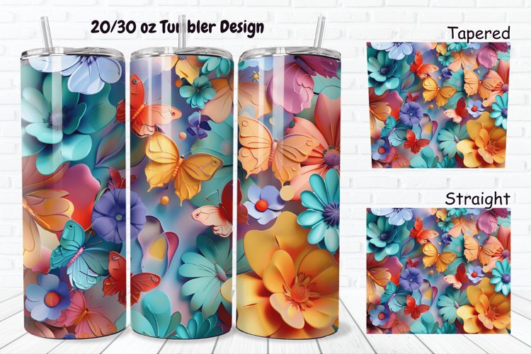 3D Butterfly Floral 20/30oz Skinny Tumbler