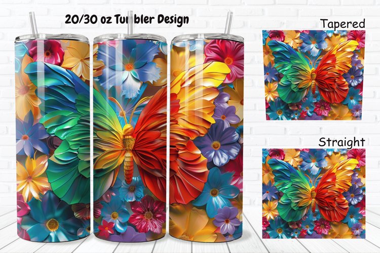 3D Butterfly Floral 20/30oz Skinny Tumbler example image 1