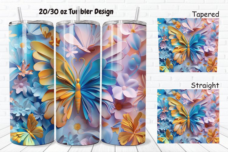 3D Butterfly Floral 20/30oz Skinny Tumbler example image 1