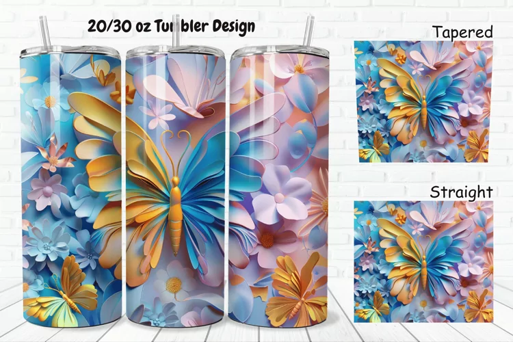 3D Butterfly Floral 20/30oz Skinny Tumbler
