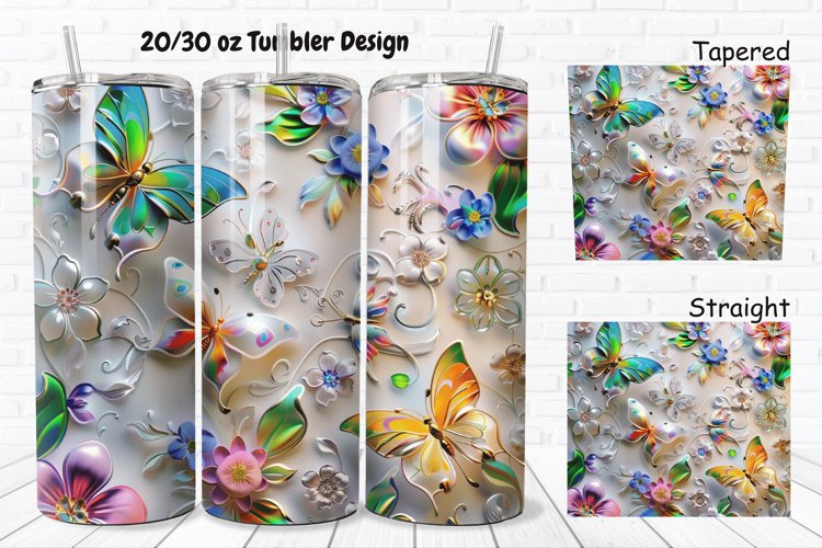3D Butterfly Floral 20/30oz Skinny Tumbler example image 1