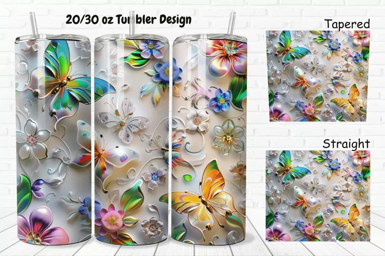 3D Butterfly Floral 20/30oz Skinny Tumbler