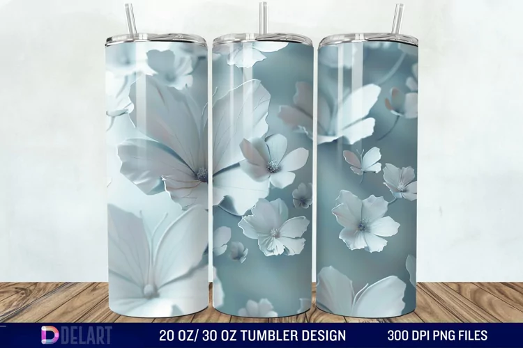 3D Butterfly Flower Tumbler Wrap