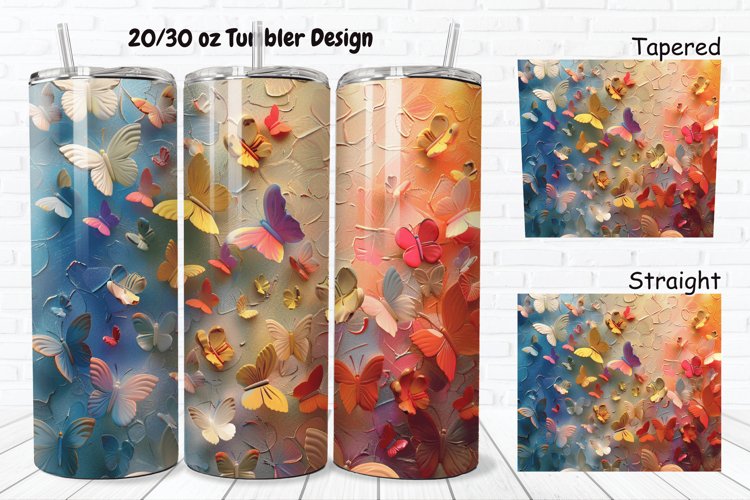 3D Butterfly Flowers 20/30oz Skinny Tumbler example image 1