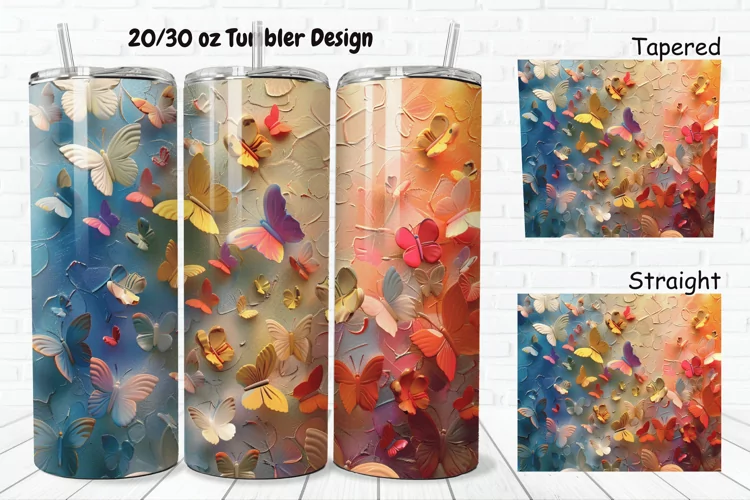 3D Butterfly Flowers 20/30oz Skinny Tumbler
