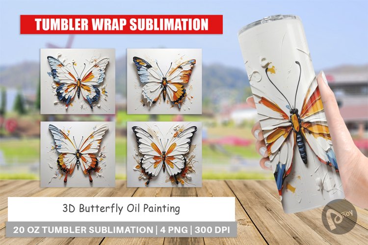 Tumbler Wrap 3D Butterfly Painting