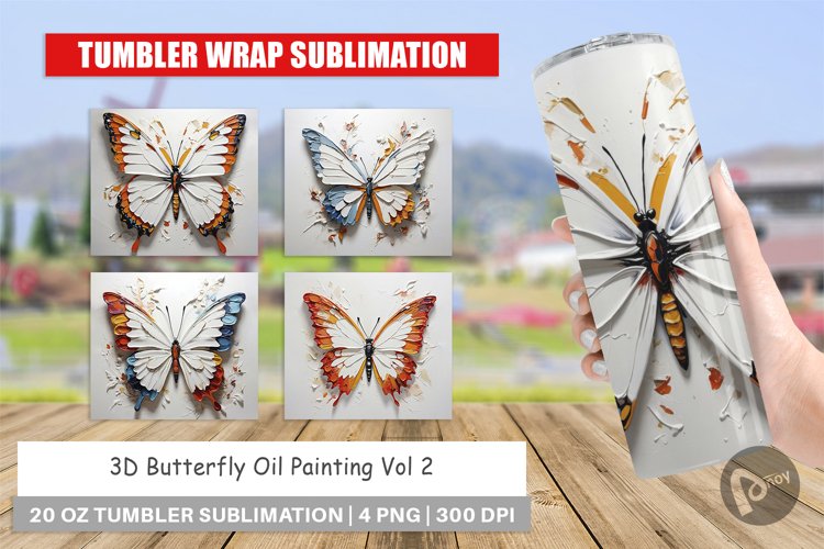 Tumbler Wrap 3D Butterfly Painting
