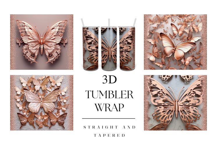 20oz 3D Rose Gold Butterfly Tumbler, 3D Butterfly Tumbler