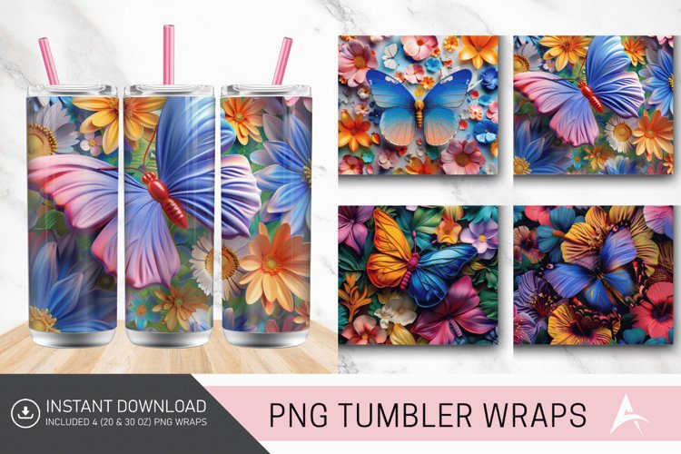 3D Butterfly Tumbler Wrap example image 1