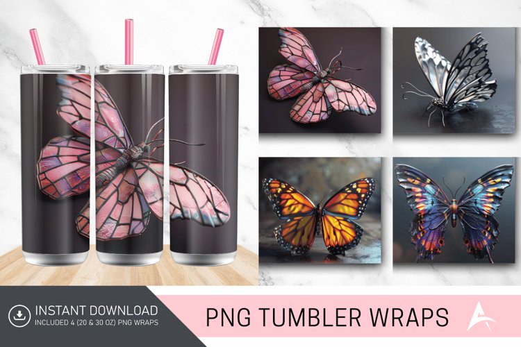 3D Butterfly Tumbler wrap