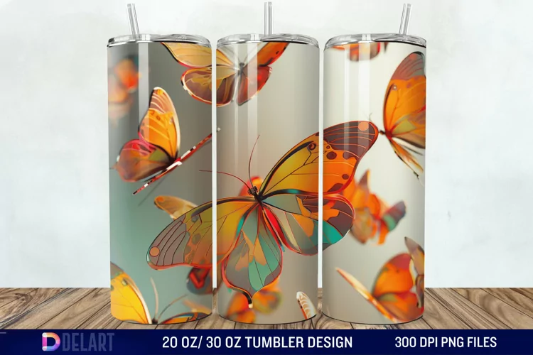 3D Butterfly Tumbler Wrap