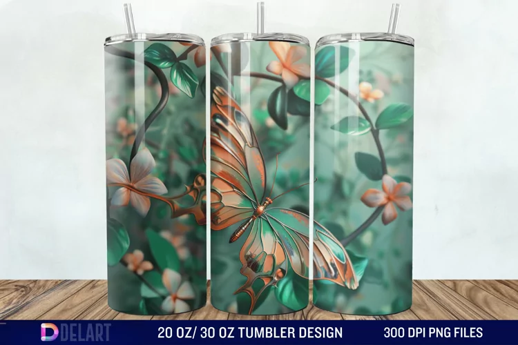 3D Butterfly Tumbler Wrap