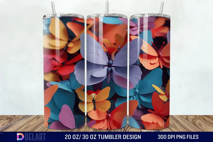 3D Butterfly Tumbler Wrap