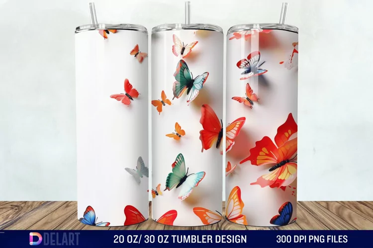 3D Butterfly Tumbler Wrap
