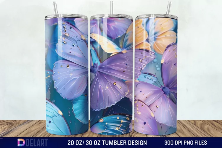 3D Butterfly Tumbler Wrap