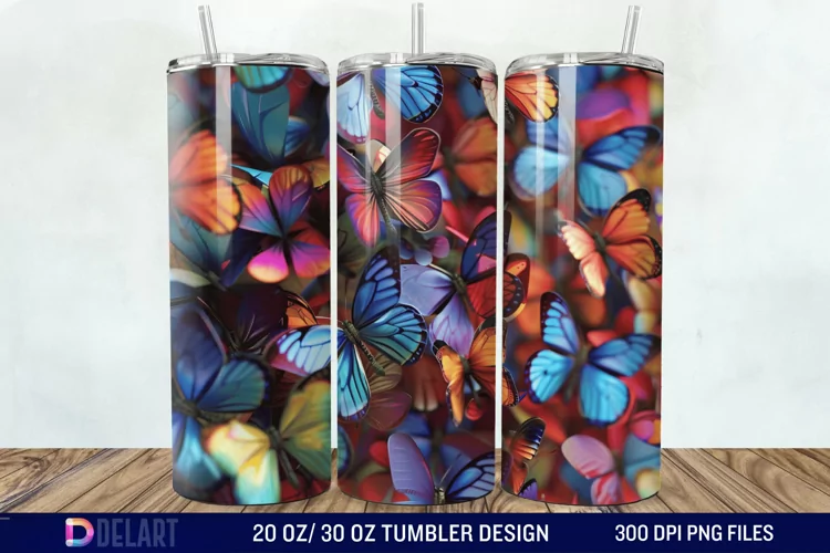 3D Butterfly Tumbler Wrap
