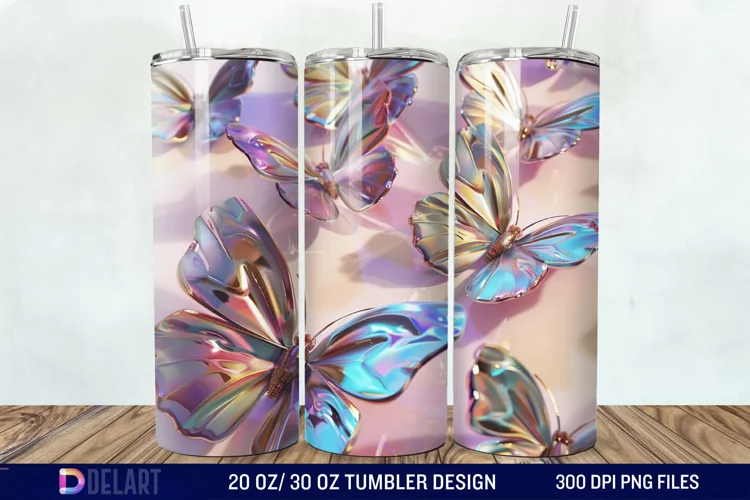 3D Butterfly Tumbler Wrap