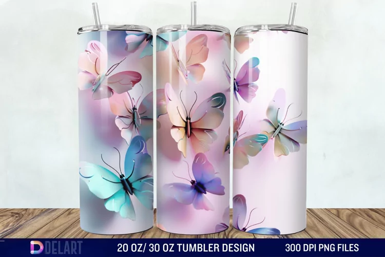 3D Butterfly Tumbler Wrap