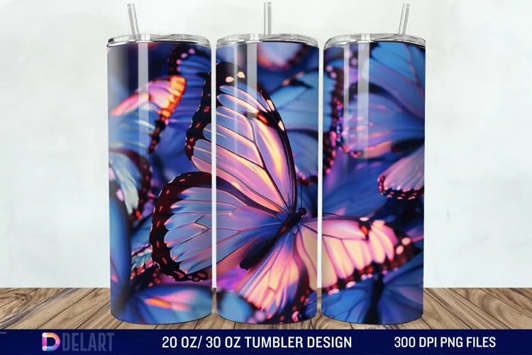3D Butterfly Tumbler Wrap
