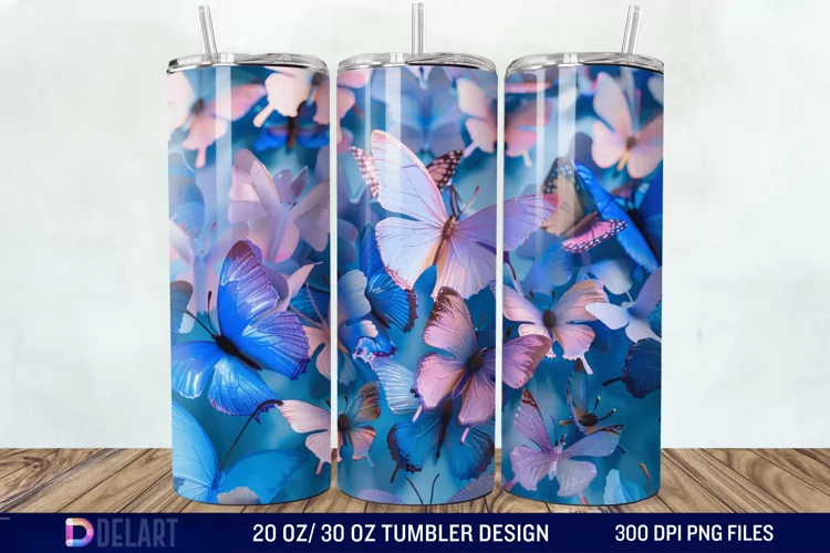 3D Butterfly Tumbler Wrap
