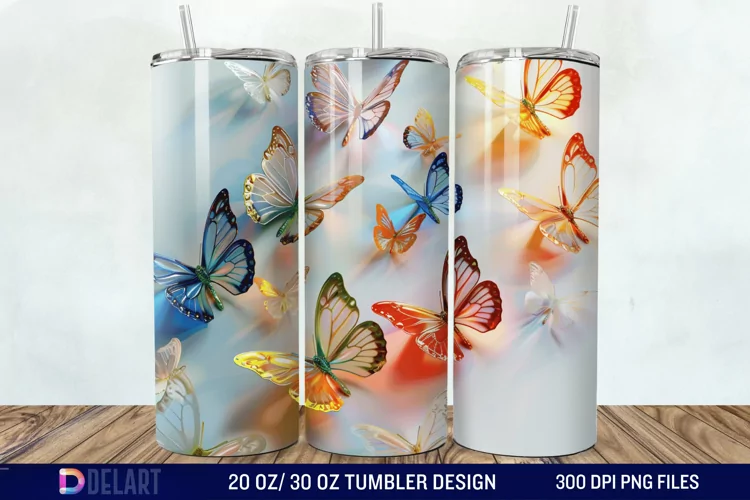 3D Butterfly Tumbler Wrap