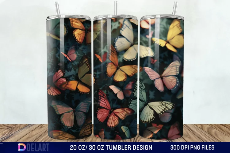 3D Butterfly Tumbler Wrap