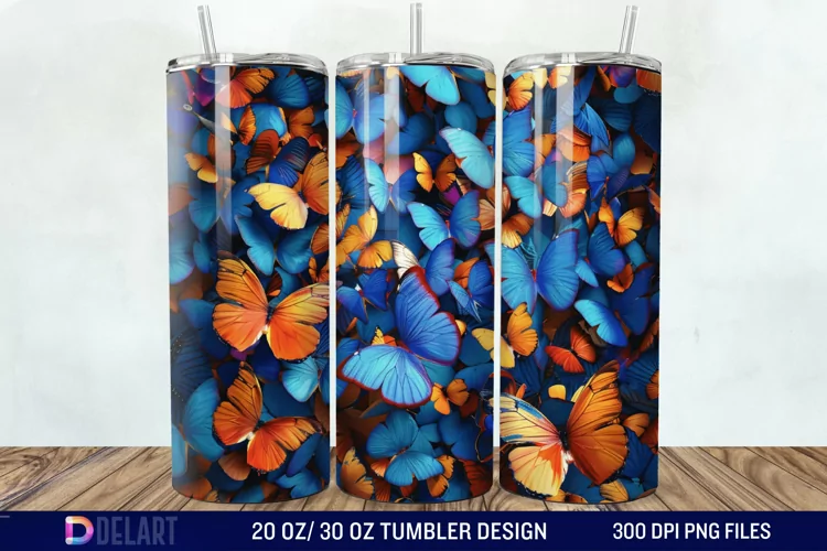 3D Butterfly Tumbler Wrap