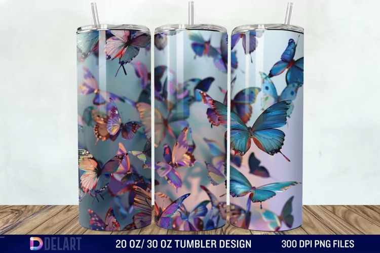 3D Butterfly Tumbler Wrap