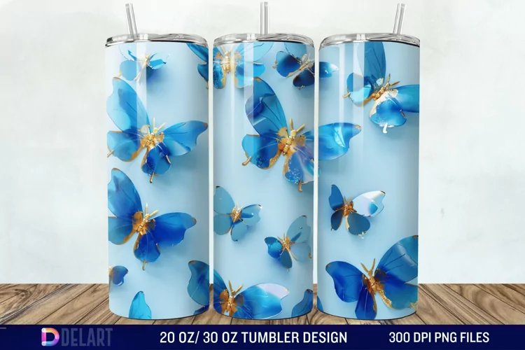 3D Butterfly Tumbler Wrap