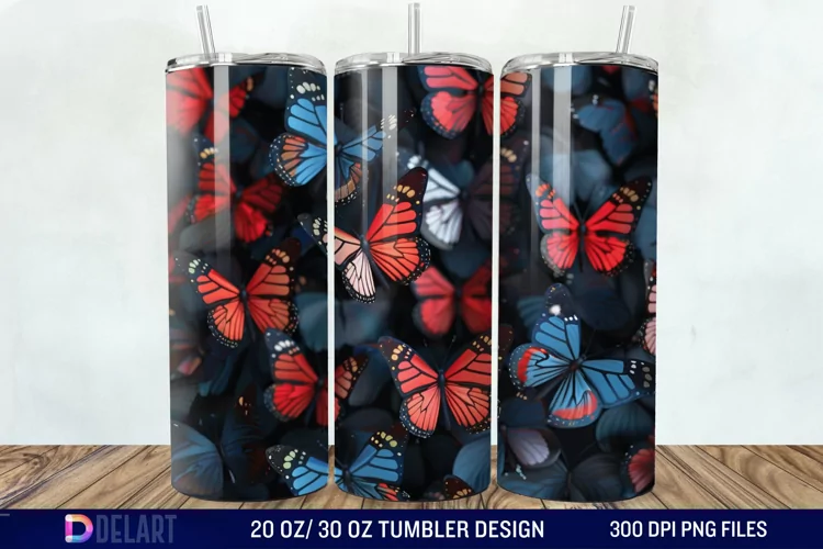 3D Butterfly Tumbler Wrap