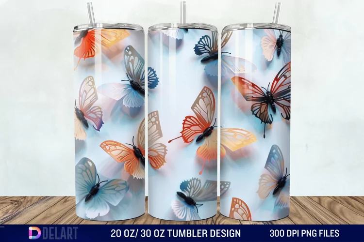 3D Butterfly Tumbler Wrap