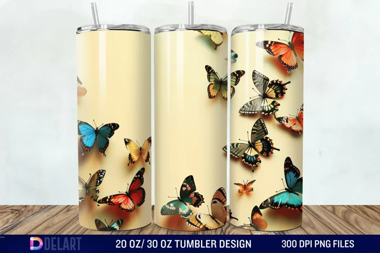 3D Butterfly Tumbler Wrap