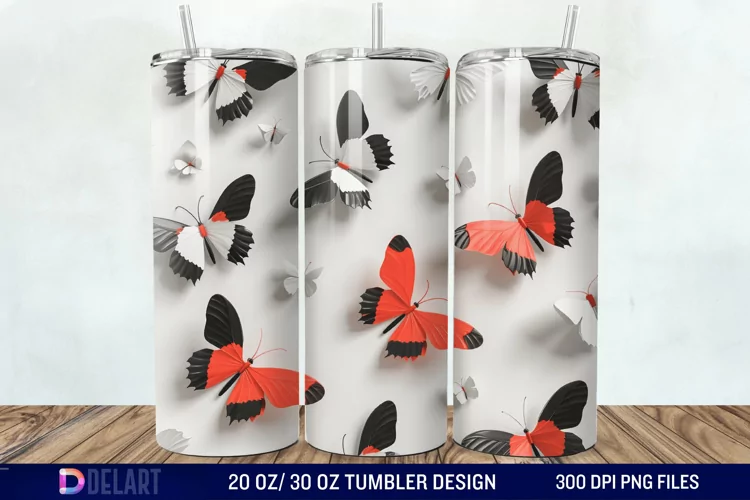 3D Butterfly Tumbler Wrap