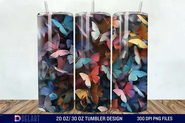 3D Butterfly Tumbler Wrap