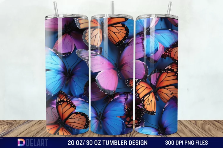 3D Butterfly Tumbler Wrap