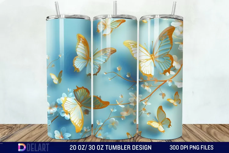 3D Butterfly Tumbler Wrap