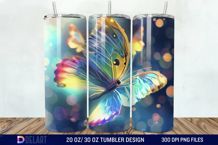 3D Butterfly Tumbler Wrap