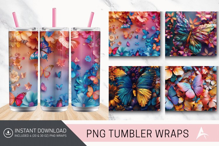 3D Butterfly Tumbler Wrap example image 1