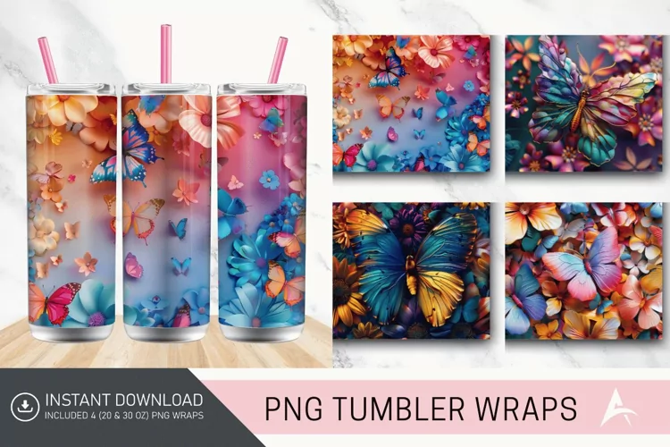 3D Butterfly Tumbler Wrap
