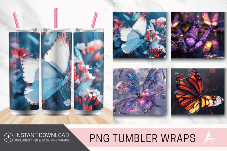 3D Butterfly Tumbler Wrap