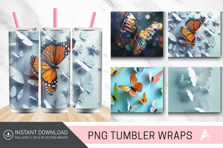 3D Butterfly Tumbler Wrap