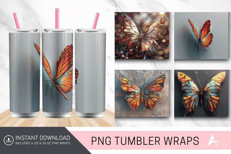3D Butterfly Tumbler wrap