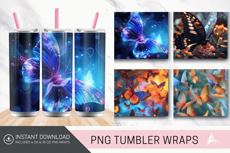 3D Butterfly Tumbler Wrap