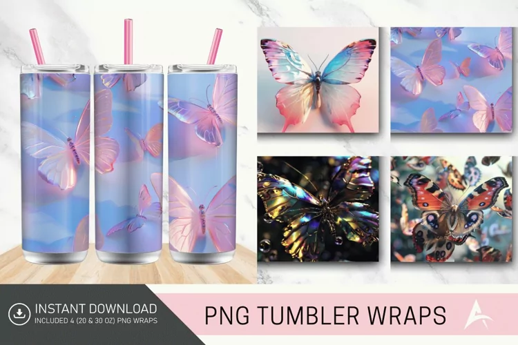 3D Butterfly Tumbler Wrap