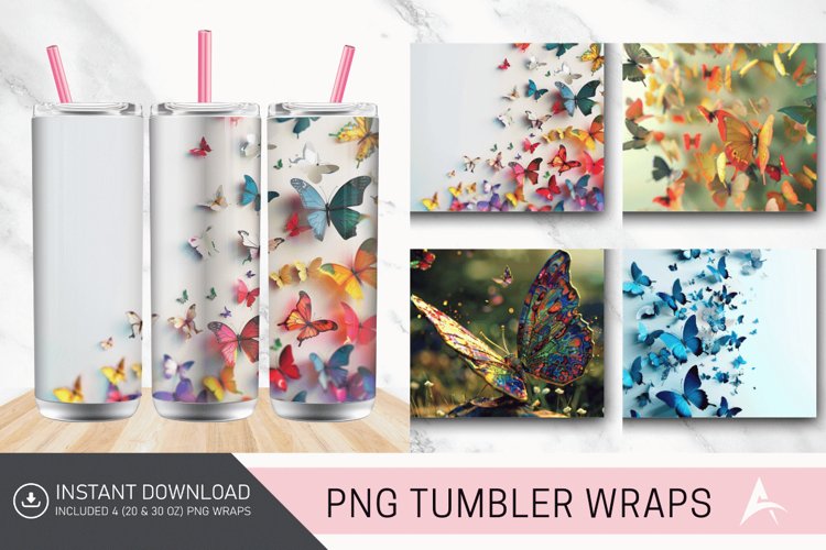 3D Butterfly Tumbler Wrap example image 1