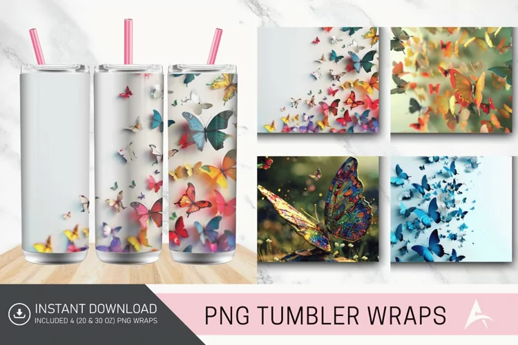 3D Butterfly Tumbler Wrap