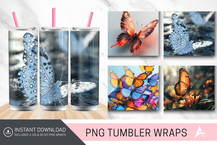 3D Butterfly Tumbler Wrap example image 1