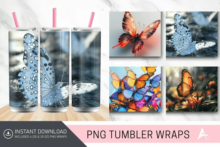 3D Butterfly Tumbler Wrap